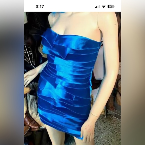 Satin Ocean  Blue bodycon mini by Bebe - Picture 8 of 8